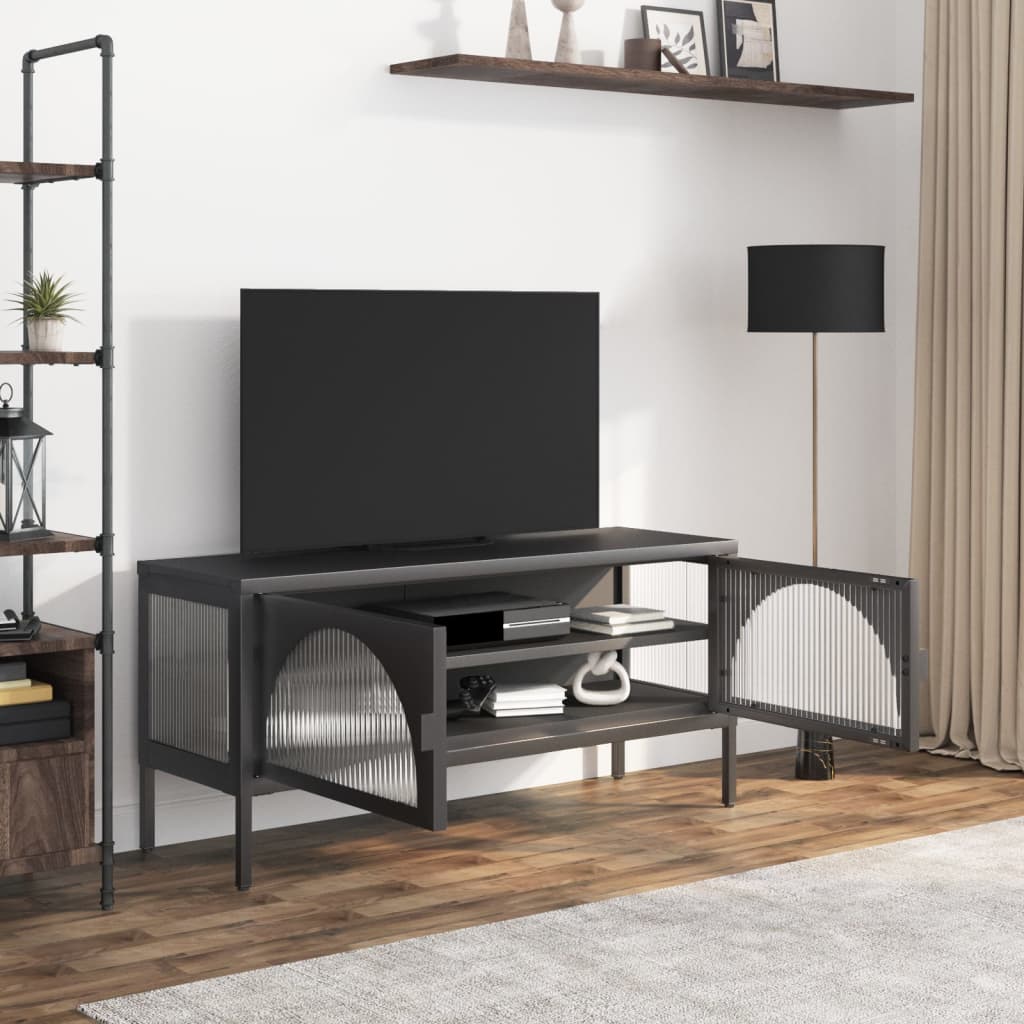 Tv-Bänk Svart 105X35X50 Cm Glas Och Stål