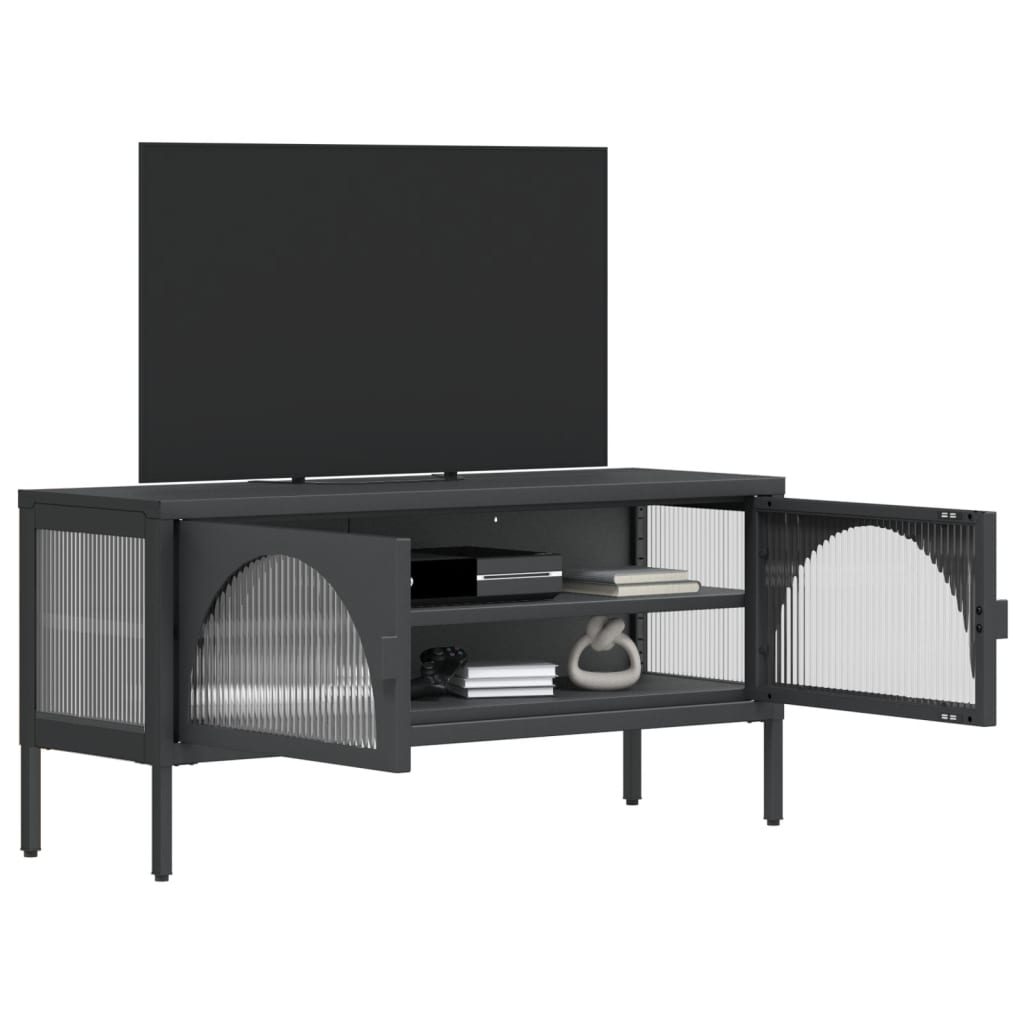 Tv-Bänk Svart 105X35X50 Cm Glas Och Stål