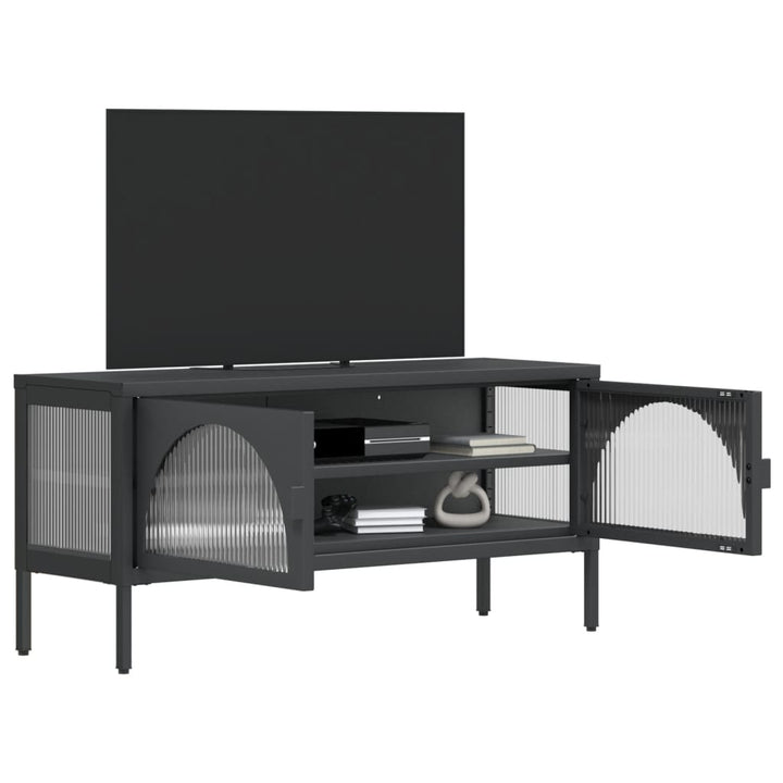 Tv-Bänk Svart 105X35X50 Cm Glas Och Stål