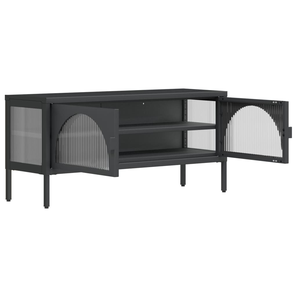 Tv-Bänk Svart 105X35X50 Cm Glas Och Stål