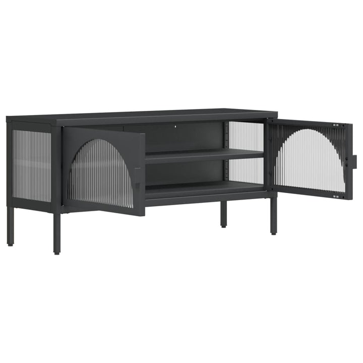 Tv-Bänk Svart 105X35X50 Cm Glas Och Stål