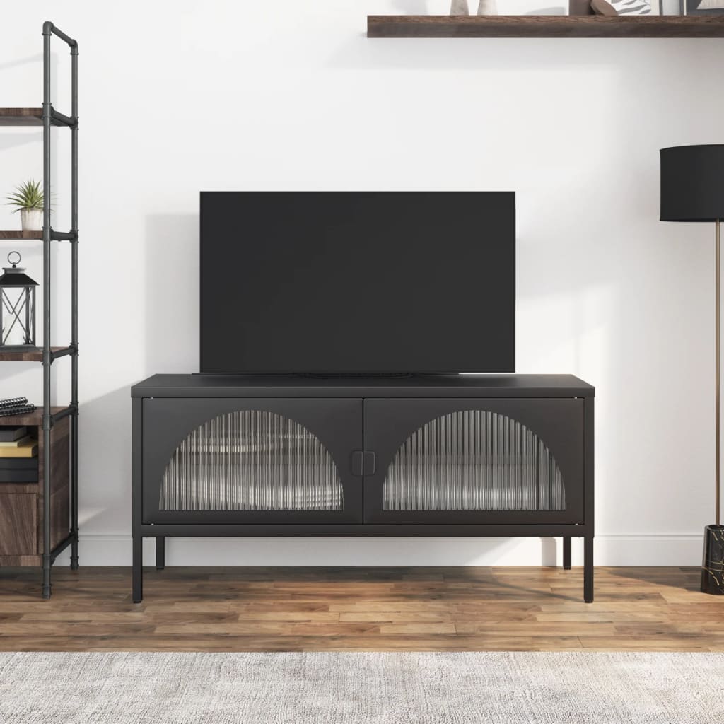 Tv-Bänk Svart 105X35X50 Cm Glas Och Stål