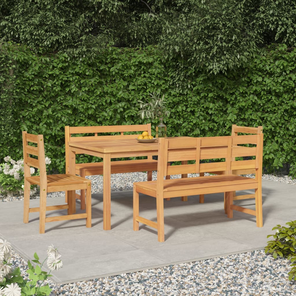 Matgrupp För Trädgården 5 Delar Massiv Teak