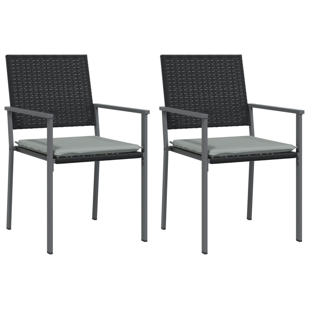 Trädgårdsstolar 2 St Med Dynor Svart 54X62,5X89 Cm Konstrotting