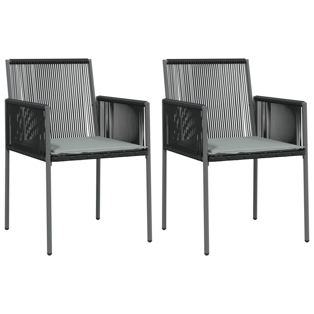 Trädgårdsstolar 2 St Med Dynor Svart 54X60,5X83,5 Cm Konstr.
