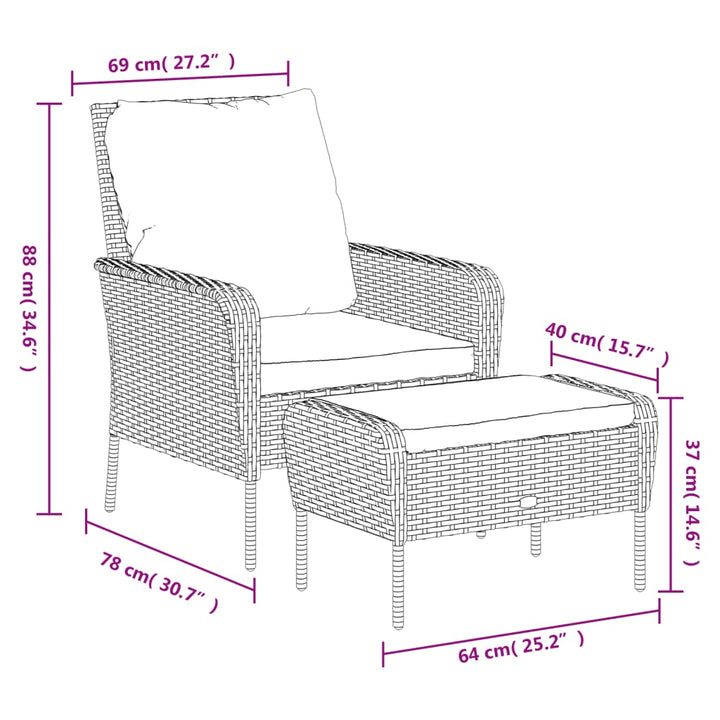 Reclinerstol För Trädgården Med Fotpall Konstrotting