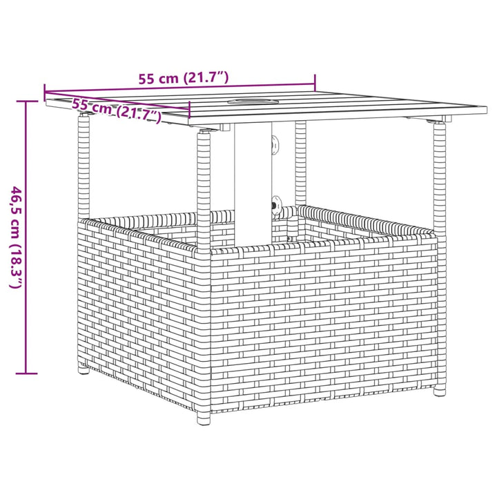 Trädgårdsbord Med Parasollhål 55X55X46,5 Cm Konstrotting