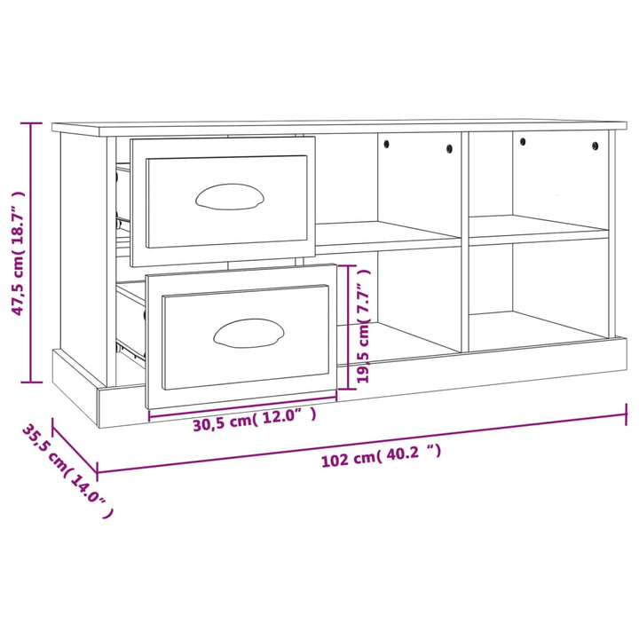 Tv-Skåp Sonoma-Ek 102X35,5X47,5 Cm Konstruerat Trä