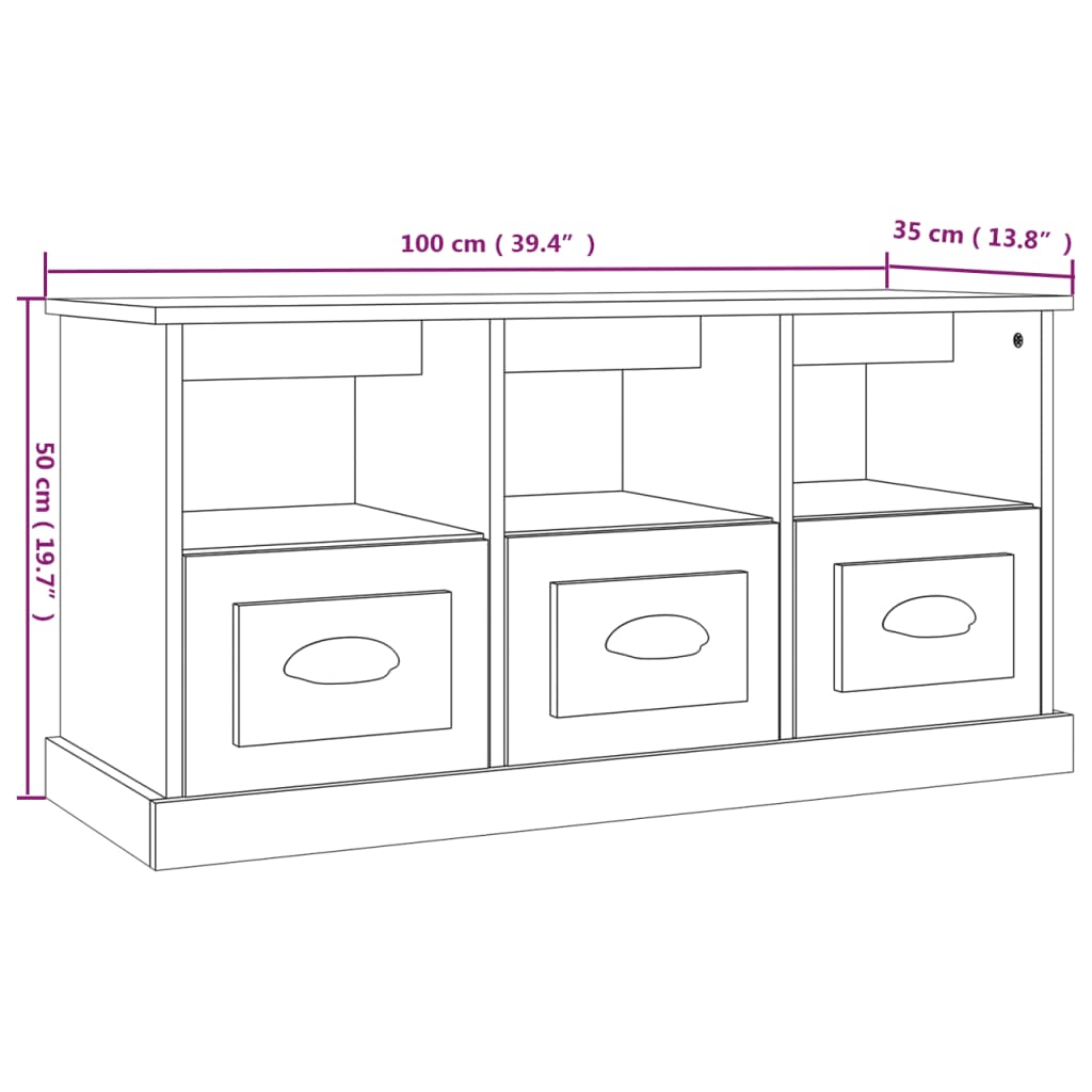 Tv-Bänk 100X35X50 Cm Konstruerat Trä