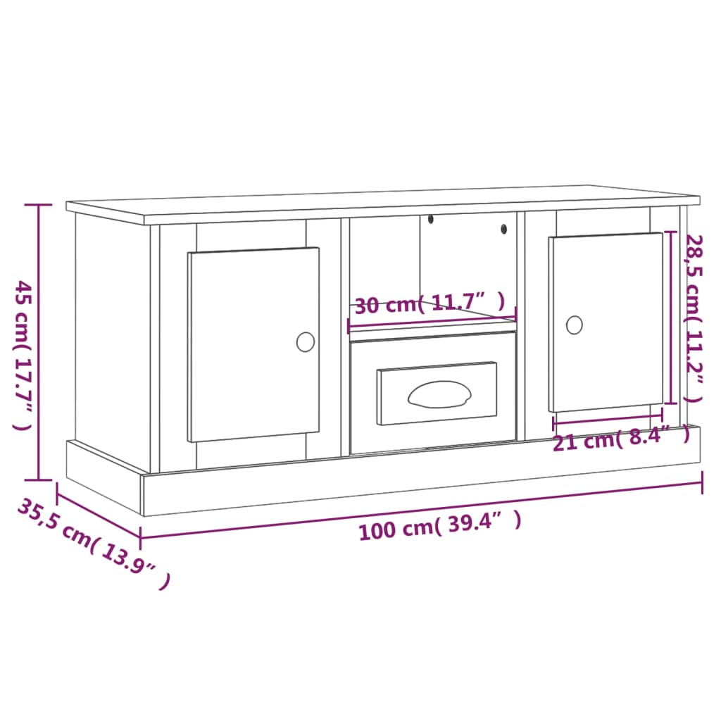 Tv-Bänk 100X35,5X45 Cm Konstruerat Trä