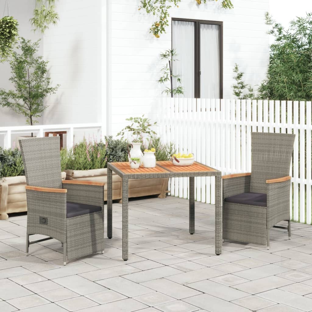 Matgrupp För Trädgården Med Dynor 7 Delar Grå Konstrotting