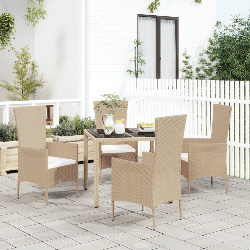 Matgrupp För Trädgården 3 Delar Med Dynor Beige Konstrotting