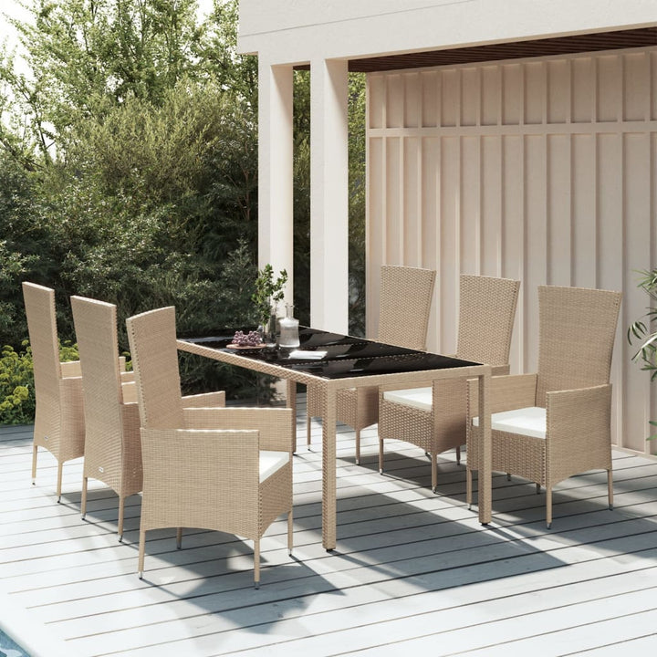 Matgrupp För Trädgården 3 Delar Med Dynor Beige Konstrotting
