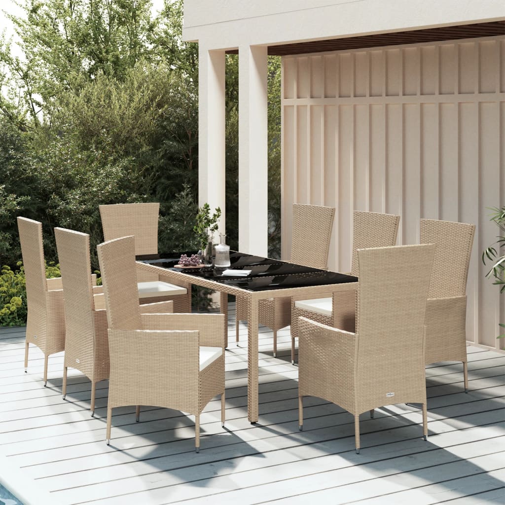 Matgrupp För Trädgården 3 Delar Med Dynor Beige Konstrotting