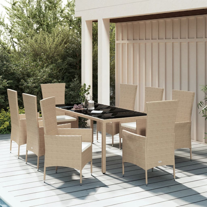 Matgrupp För Trädgården 3 Delar Med Dynor Beige Konstrotting