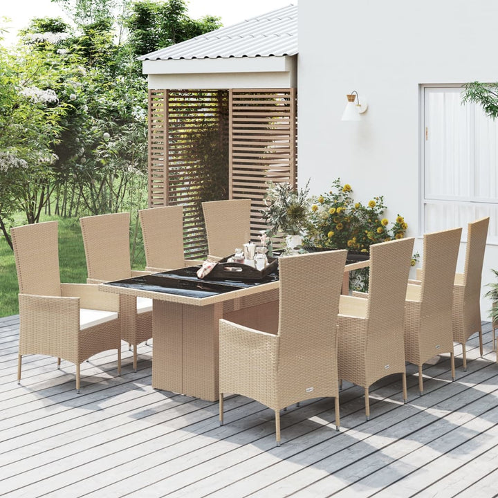 Matgrupp För Trädgården 3 Delar Med Dynor Beige Konstrotting