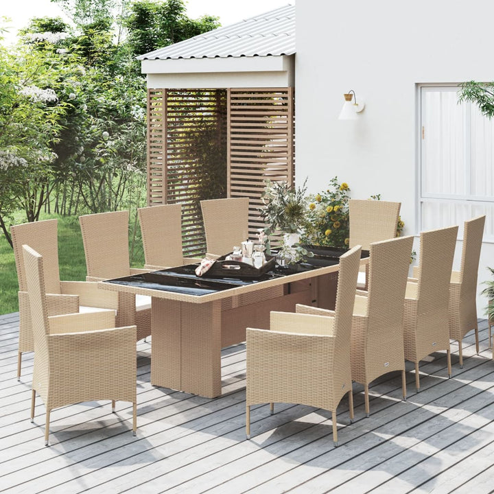 Matgrupp För Trädgården 3 Delar Med Dynor Beige Konstrotting