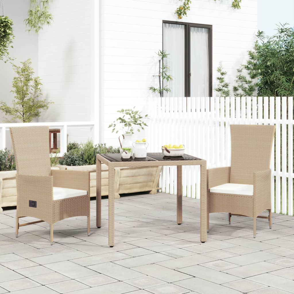 Matgrupp För Trädgården Med Dynor 7 Delar Beige Konstrotting