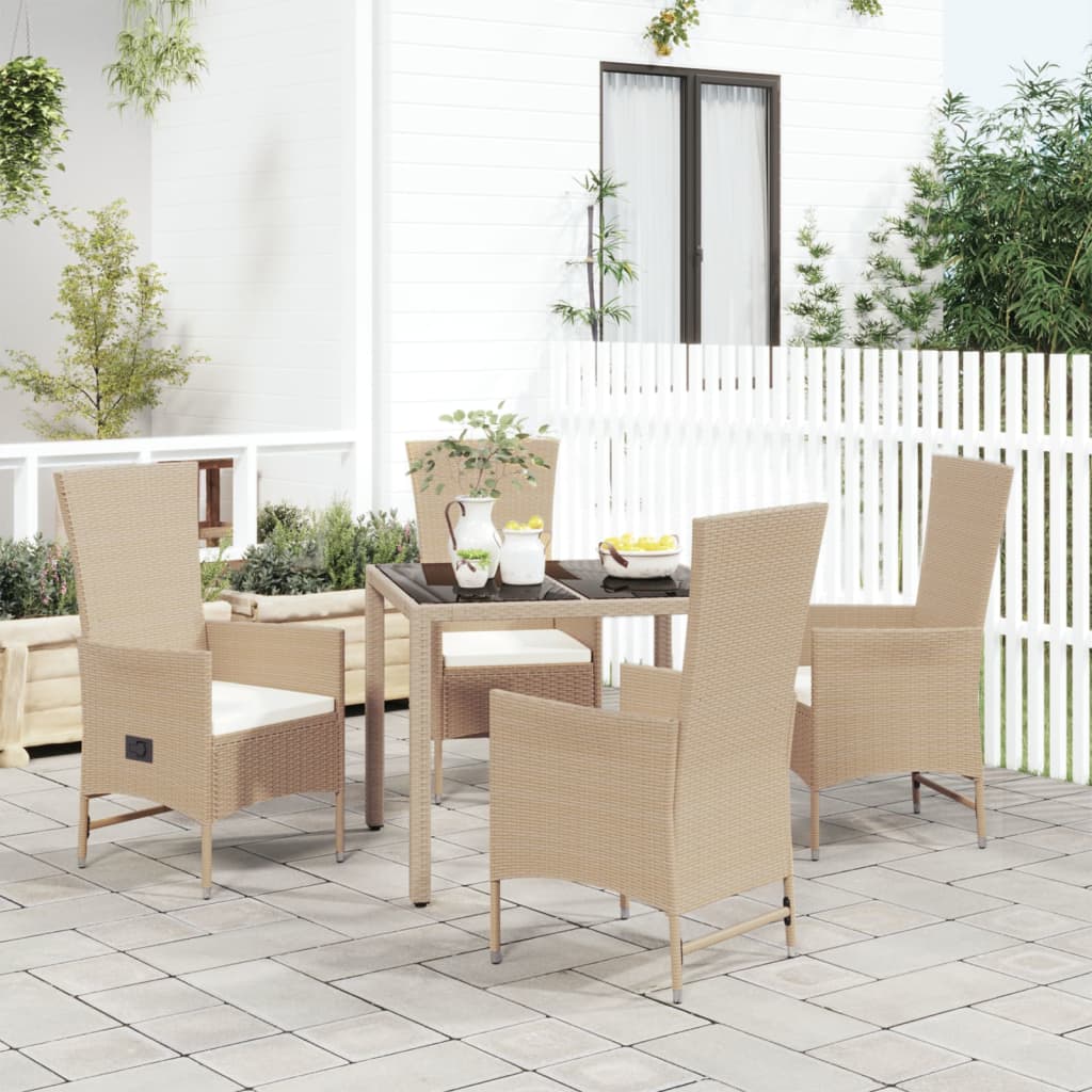 Matgrupp För Trädgården Med Dynor 7 Delar Beige Konstrotting