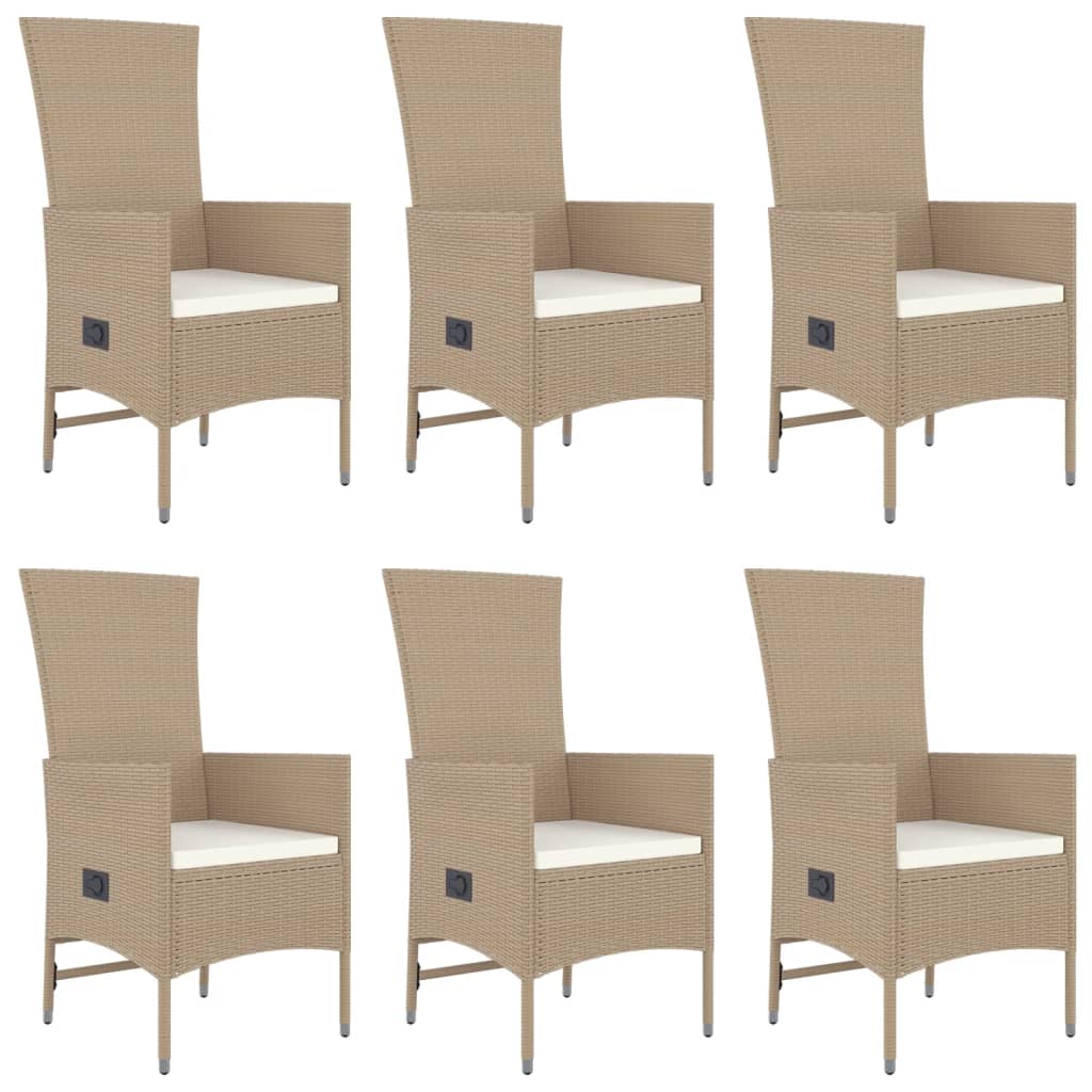 Matgrupp För Trädgården Med Dynor 7 Delar Beige Konstrotting