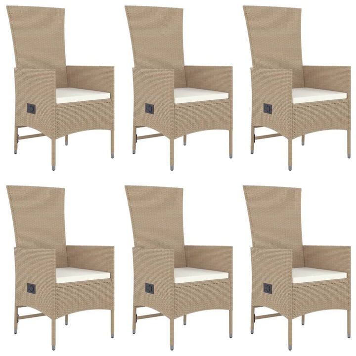 Matgrupp För Trädgården Med Dynor 7 Delar Beige Konstrotting