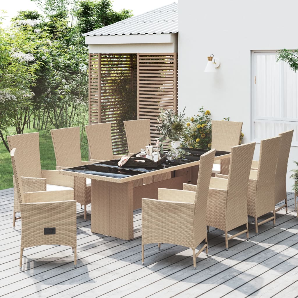 Matgrupp För Trädgården Med Dynor 7 Delar Beige Konstrotting