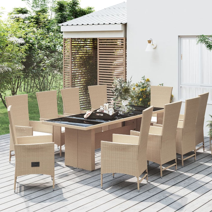 Matgrupp För Trädgården Med Dynor 7 Delar Beige Konstrotting