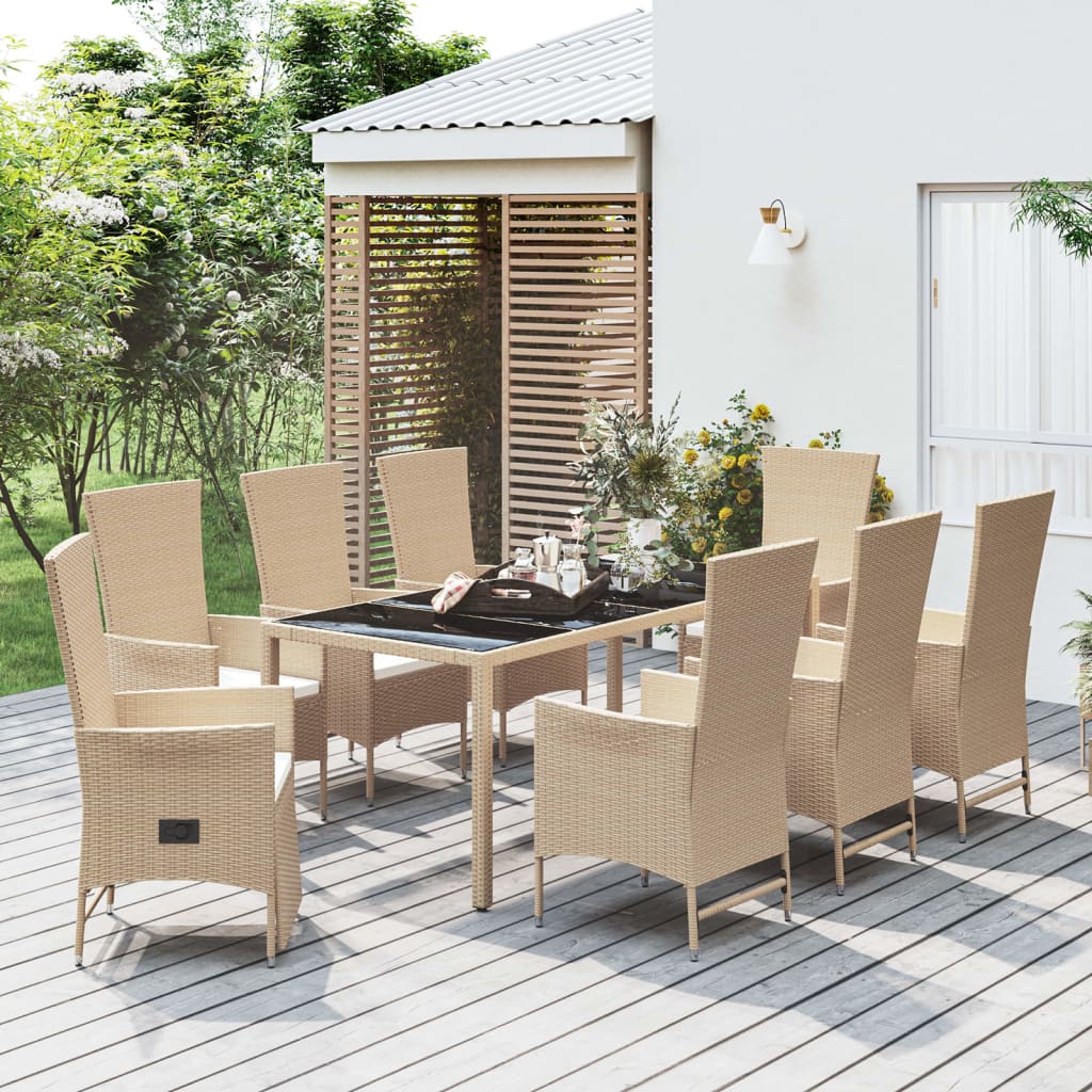Matgrupp För Trädgården Med Dynor 7 Delar Beige Konstrotting