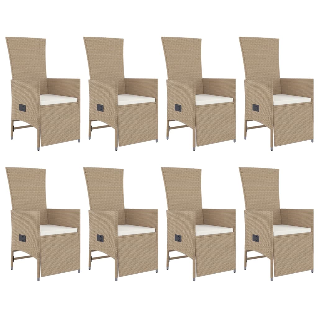 Matgrupp För Trädgården Med Dynor 9 Delar Beige Konstrotting
