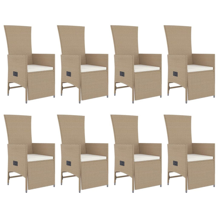 Matgrupp För Trädgården Med Dynor 9 Delar Beige Konstrotting