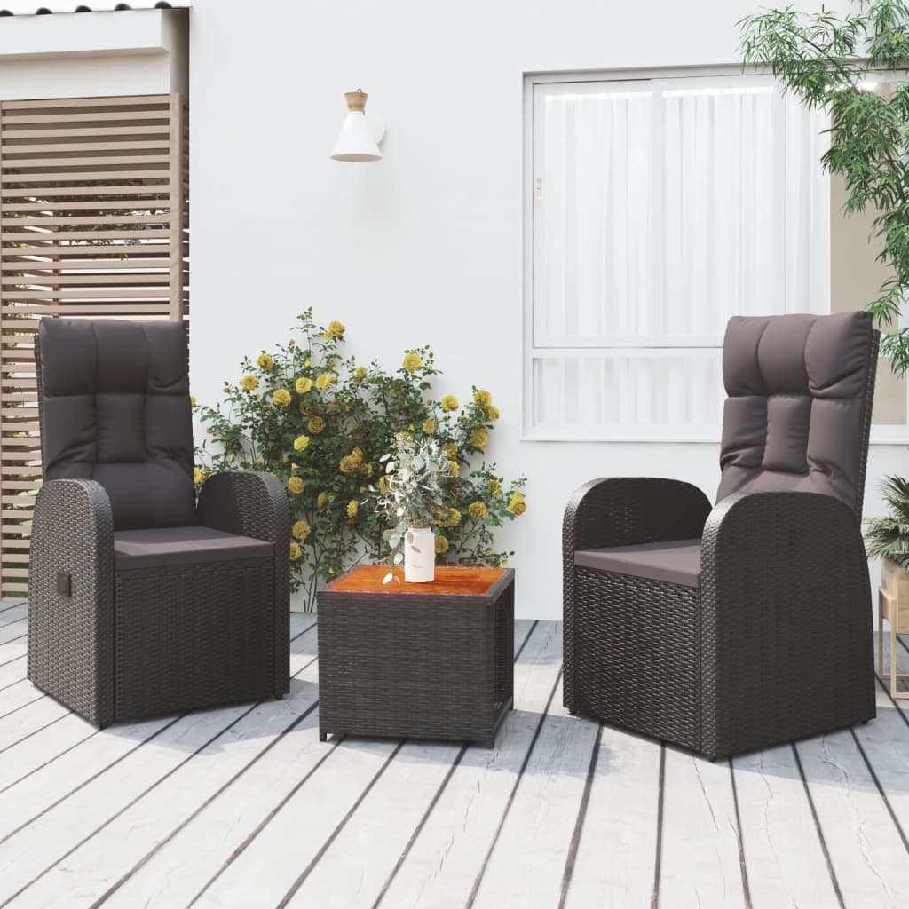 Loungegrupp För Trädgården 2 Delar Svart Konstrotting&amp;
