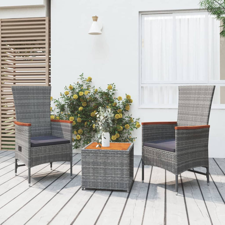 Loungegrupp För Trädgården 3 Delar Grå Konstrotting&amp;Akacia