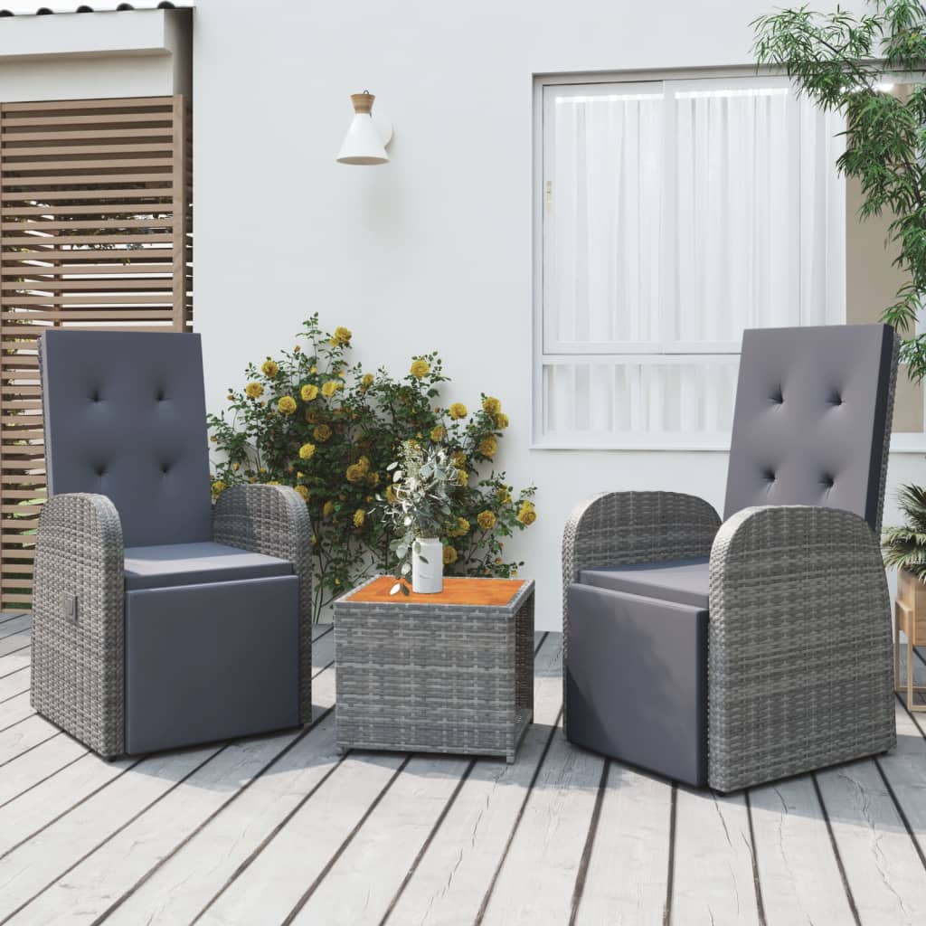 Loungegrupp För Trädgården 2 Delar Grå Konstrotting&amp;Akacia