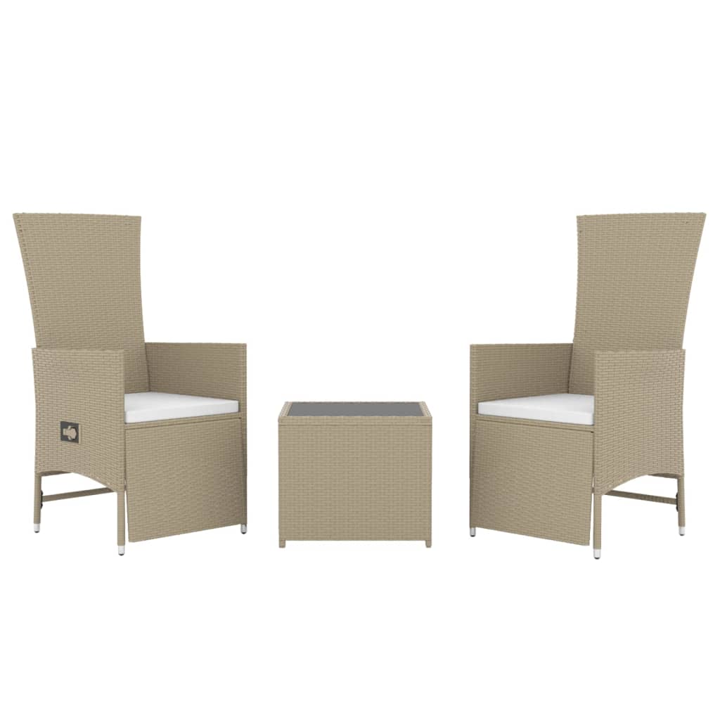 Loungegrupp För Trädgården 3 Delar Beige Konstrotting&amp;Stål