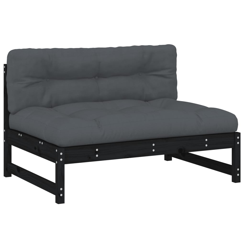 Mittensoffa Svart 120X80 Cm Massiv Furu