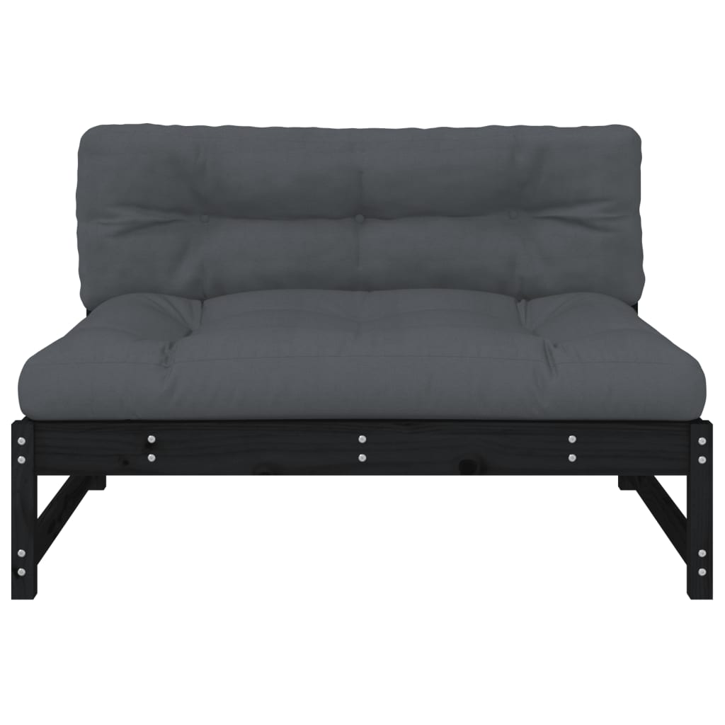 Mittensoffa Svart 120X80 Cm Massiv Furu