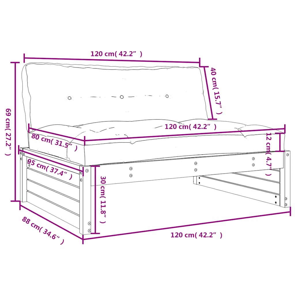 Mittensoffa 120X80 Cm Massiv Furu