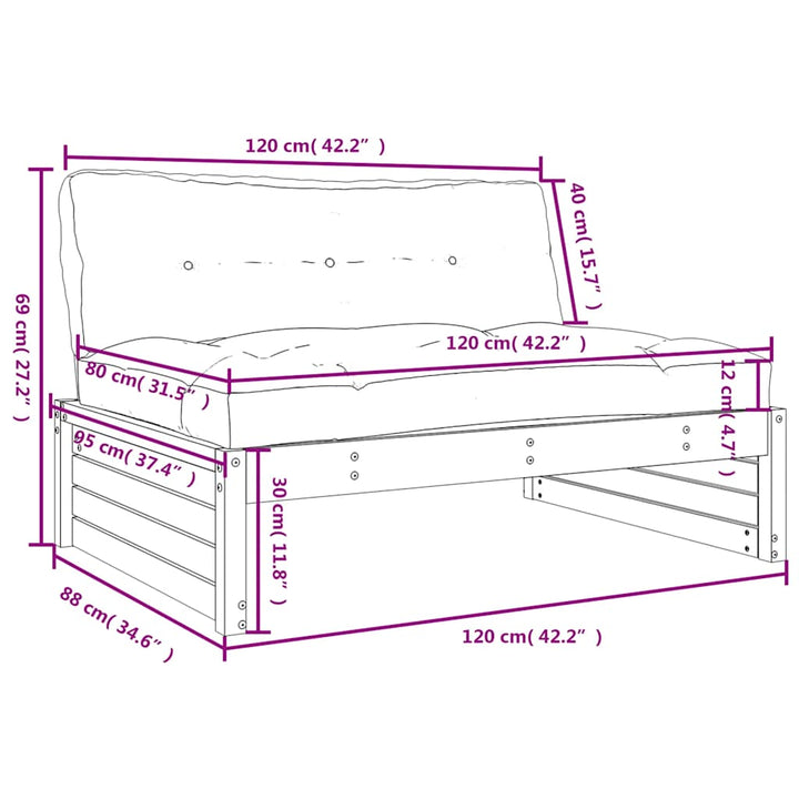 Mittensoffa 120X80 Cm Massiv Furu