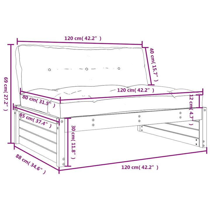 Mittensoffa Vit 120X80 Cm Massiv Furu