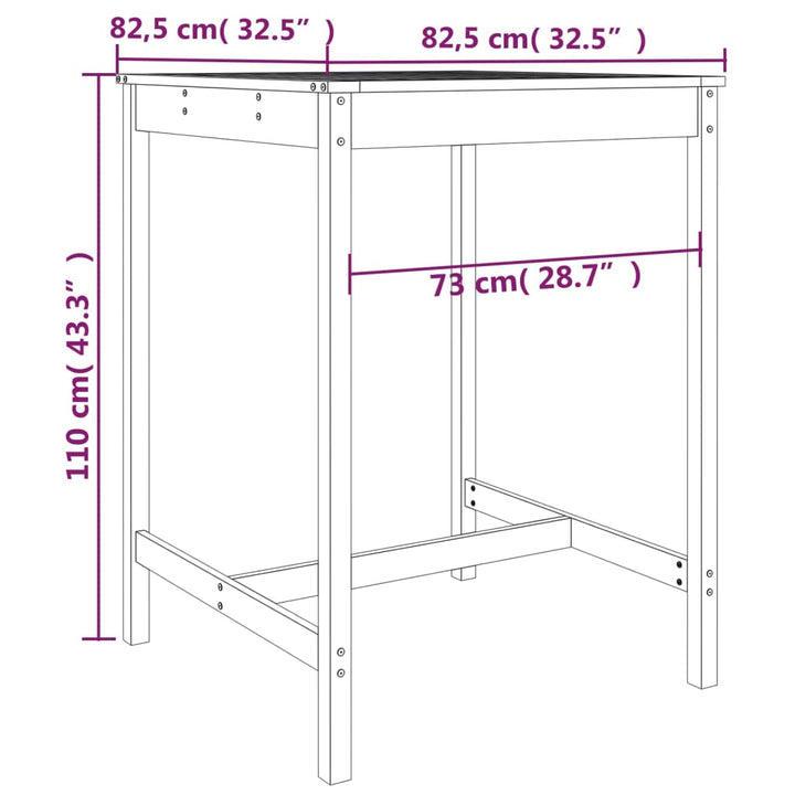 Bargrupp För Trädgården 3 Delar Svart Massiv Furu