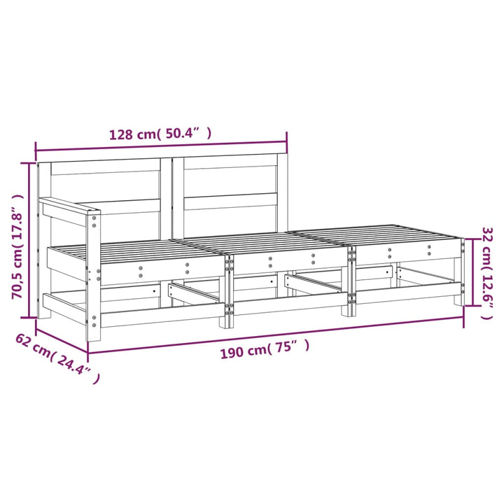 Loungegrupp 3 Delar Massiv Furu