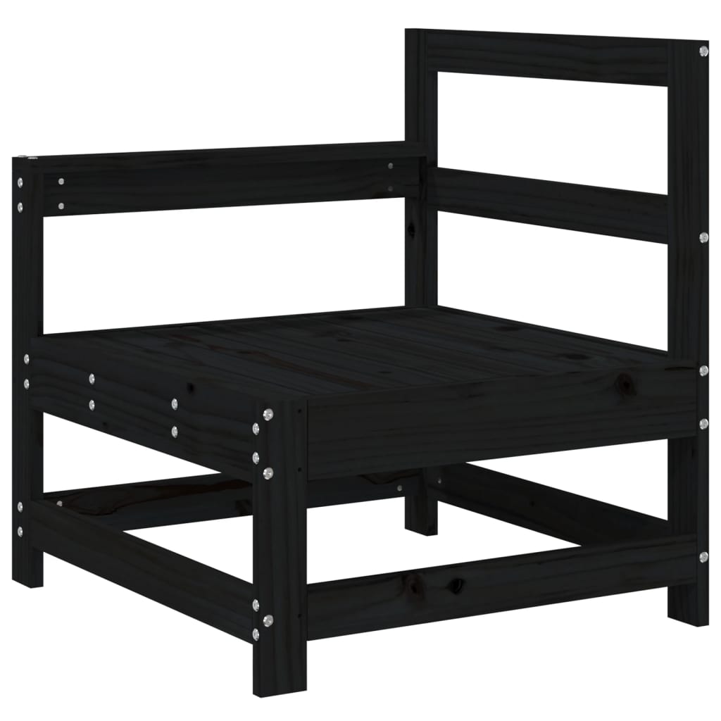 Loungegrupp 3 Delar Svart Massiv Furu