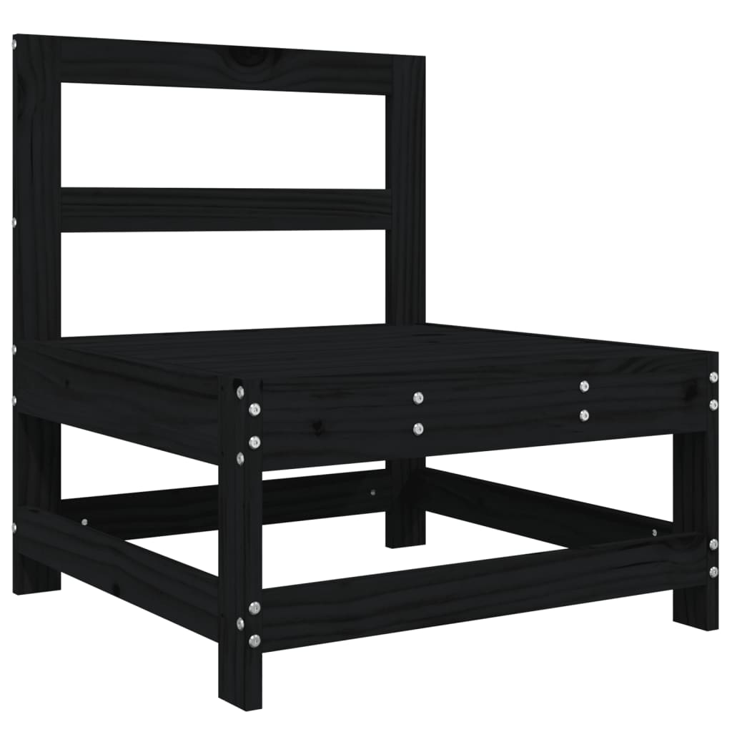 Loungegrupp 3 Delar Svart Massiv Furu