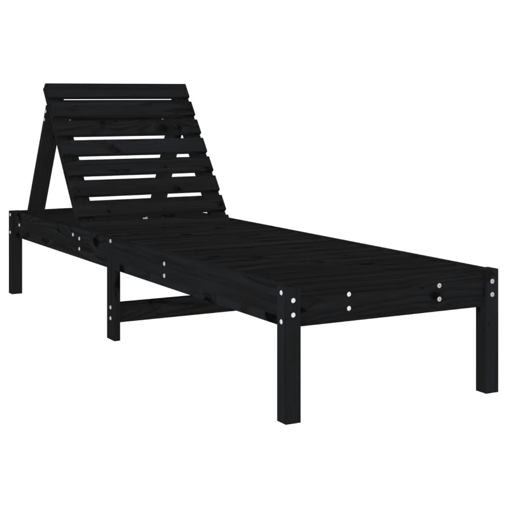Solsäng Svart 199,5X60X74 Cm Massiv Furu