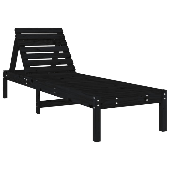 Solsäng Svart 199,5X60X74 Cm Massiv Furu