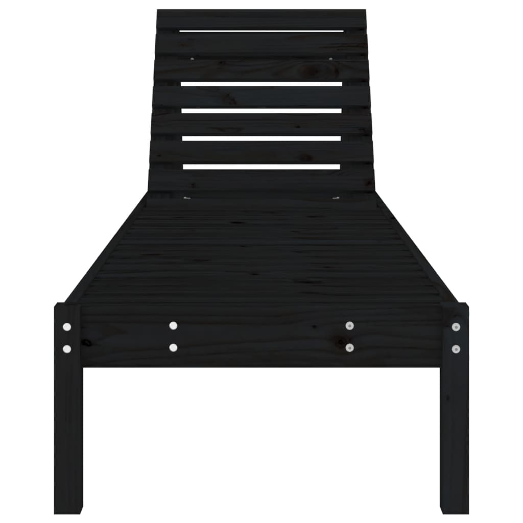 Solsäng Svart 199,5X60X74 Cm Massiv Furu