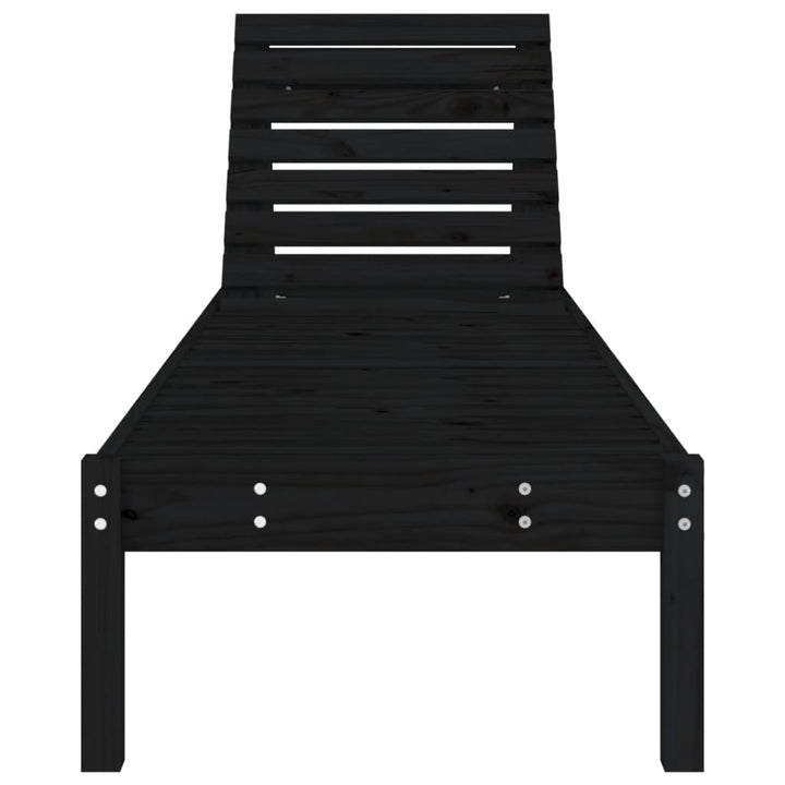 Solsäng Svart 199,5X60X74 Cm Massiv Furu