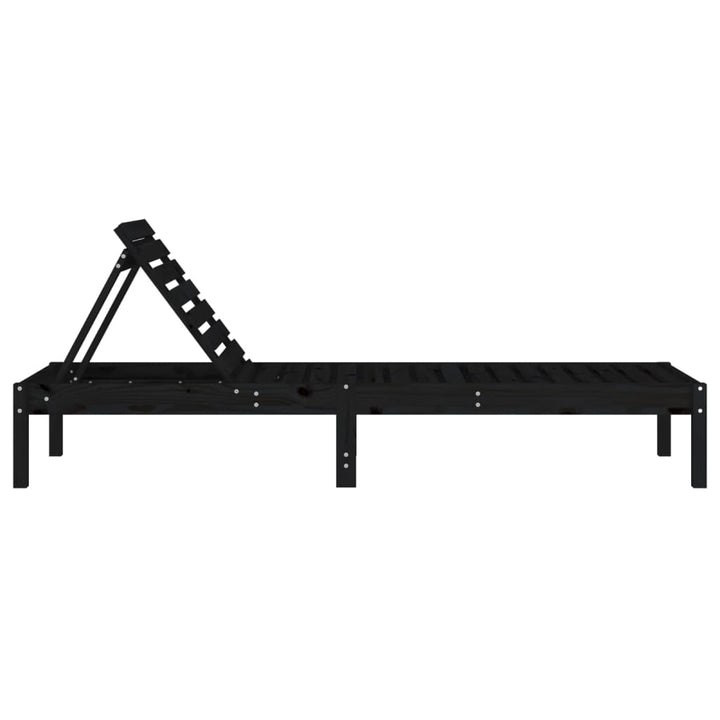 Solsäng Svart 199,5X60X74 Cm Massiv Furu