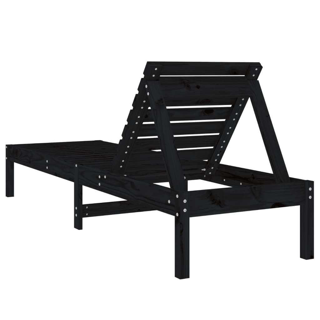 Solsäng Svart 199,5X60X74 Cm Massiv Furu