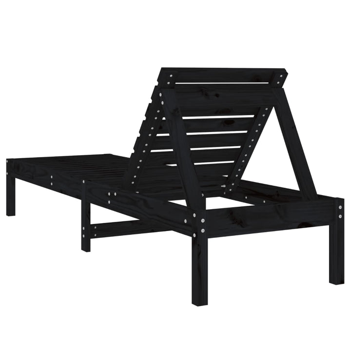 Solsäng Svart 199,5X60X74 Cm Massiv Furu
